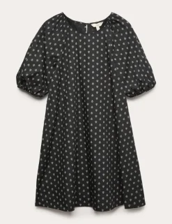 Pure Cotton Printed Mini Relaxed Smock Dress