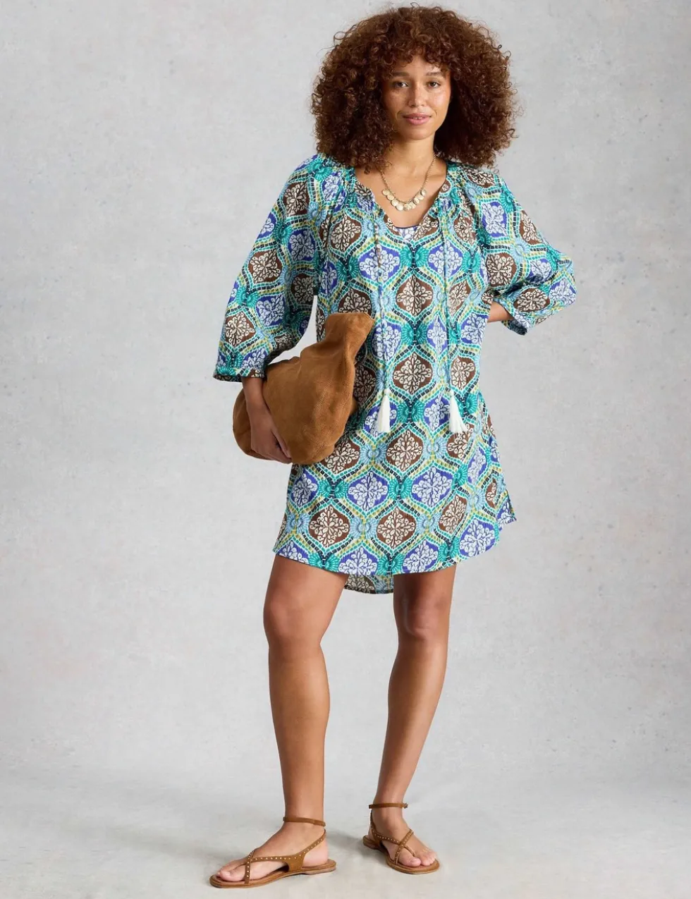 Pure Cotton Printed Mini Beach Dress