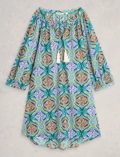 Pure Cotton Printed Mini Beach Dress