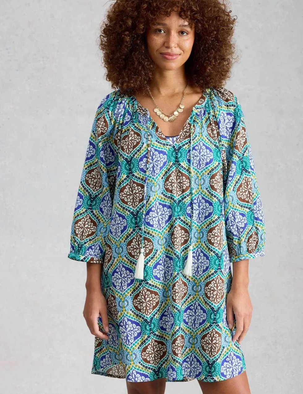 Pure Cotton Printed Mini Beach Dress