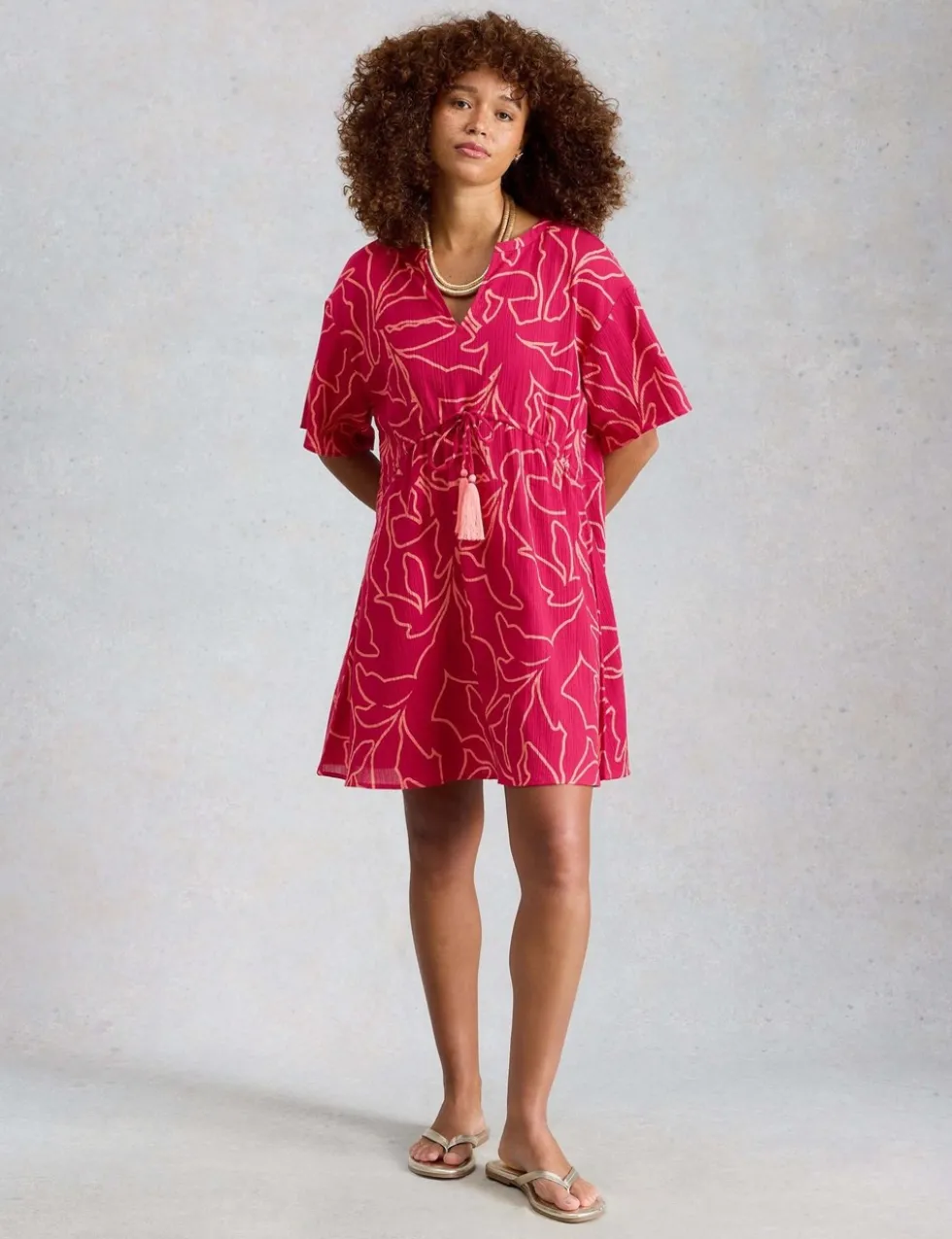 Pure Cotton Printed Mini Beach Dress