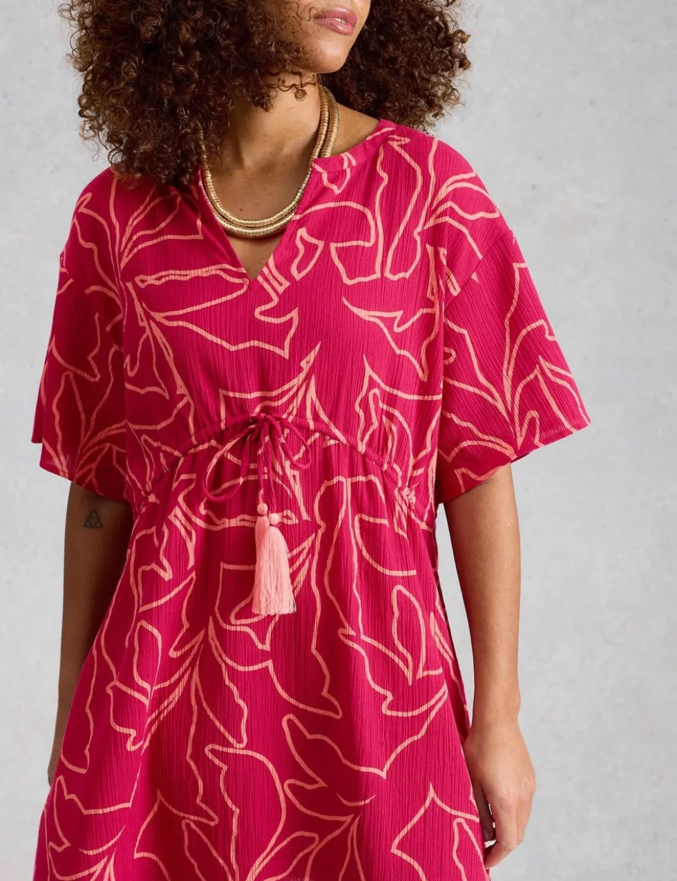 Pure Cotton Printed Mini Beach Dress