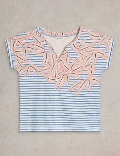 Pure Cotton Printed Notch Neck TShirt