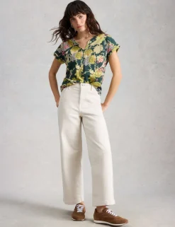 Pure Cotton Printed Notch Neck T-Shirt