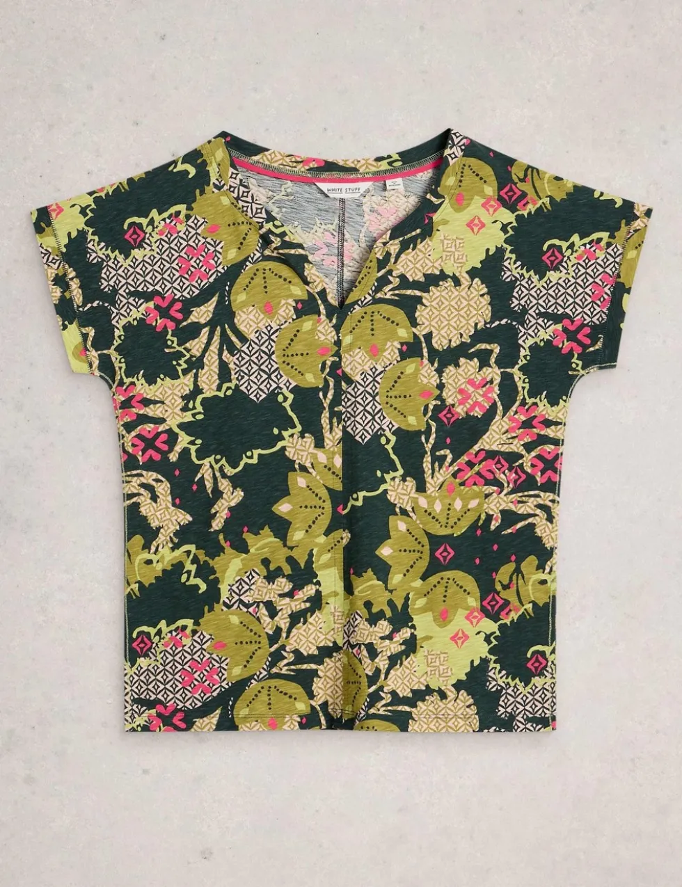 Pure Cotton Printed Notch Neck T-Shirt