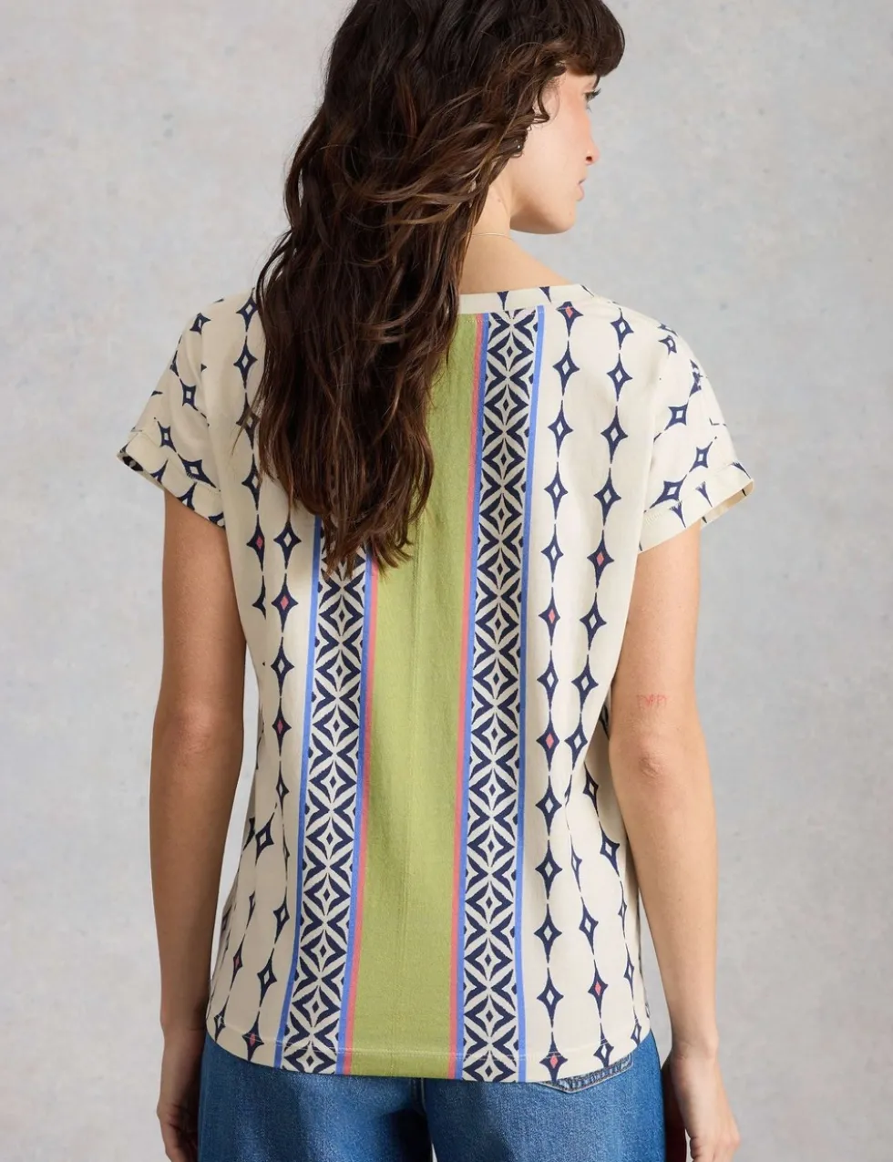 Pure Cotton Printed Notch Neck T-Shirt
