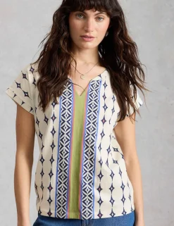 Pure Cotton Printed Notch Neck T-Shirt