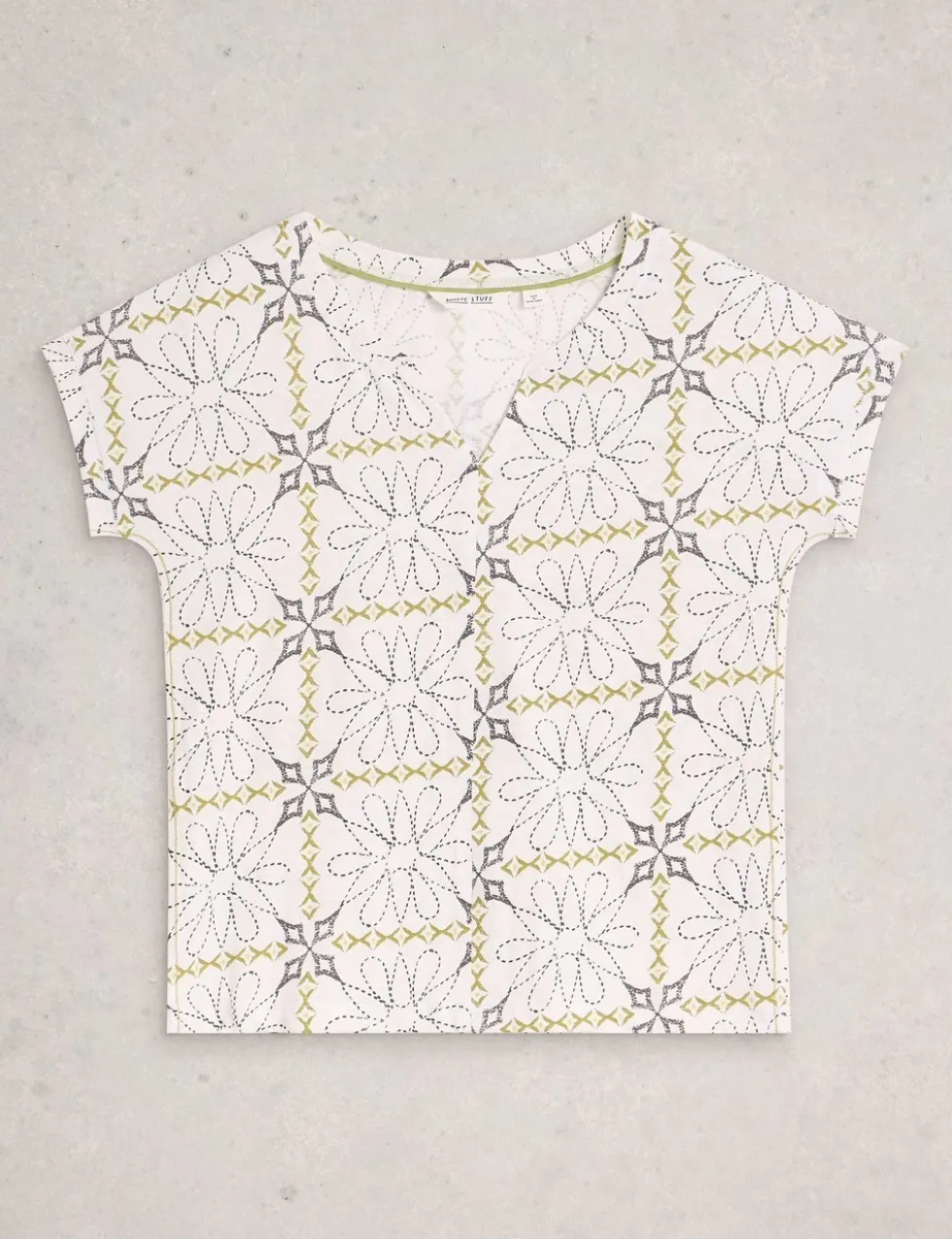 Pure Cotton Printed Notch Neck T-Shirt