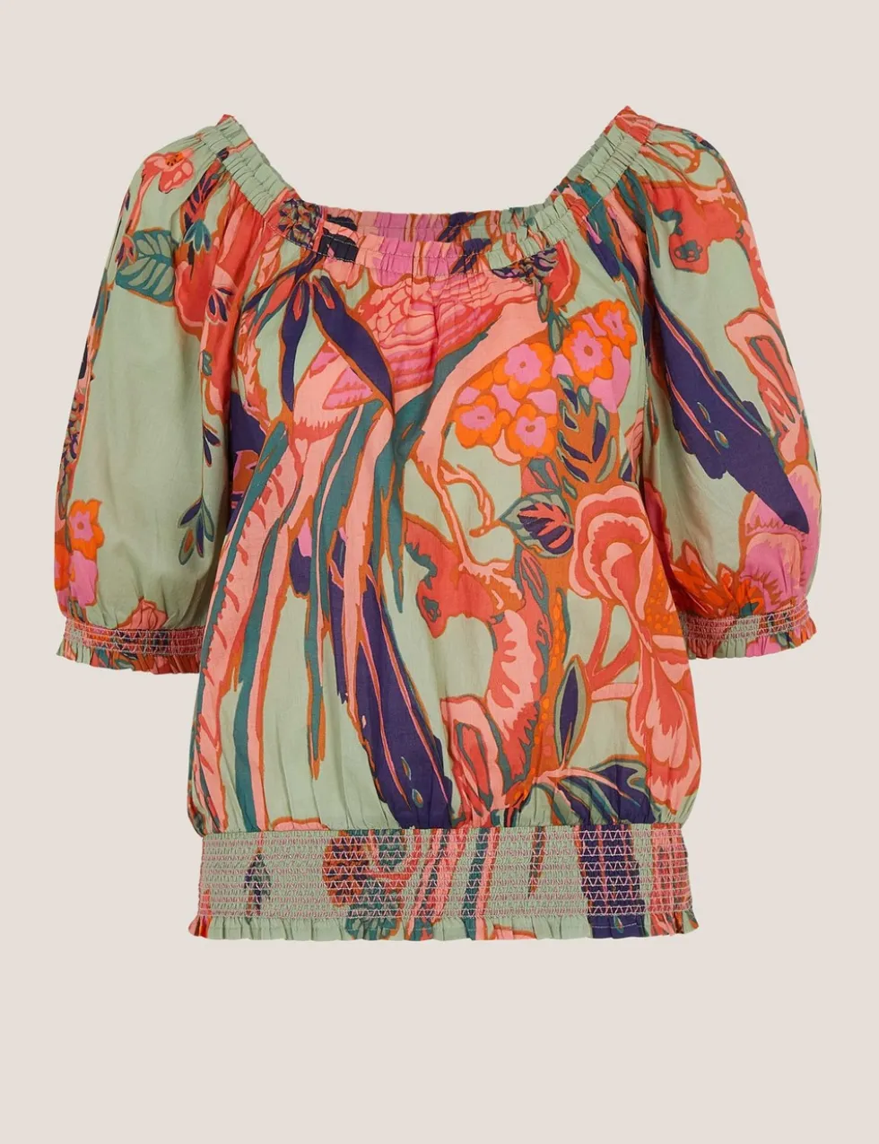 Pure Cotton Printed Off The Shoulder Top