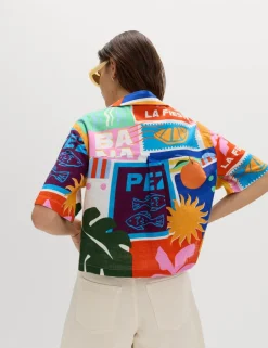Pure Cotton Printed Short Sleeve Beach Shirt