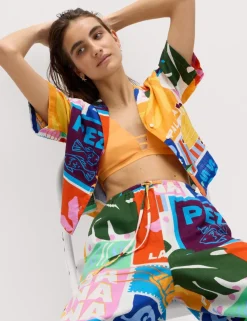 Pure Cotton Printed Short Sleeve Beach Shirt