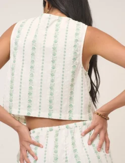 Pure Cotton Printed V-Neck Crop Top