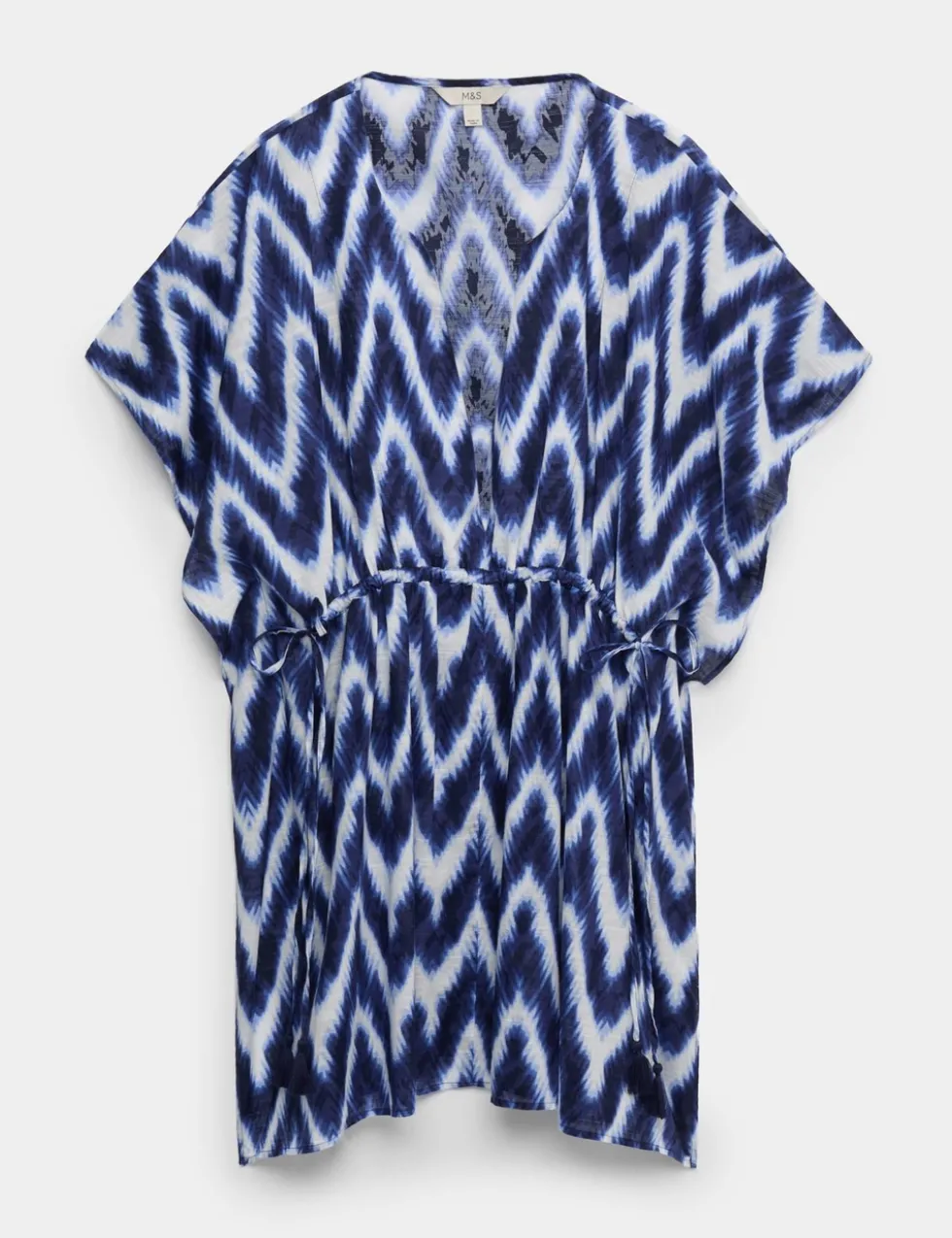 Pure Cotton Printed V-Neck Mini Kaftan Dress
