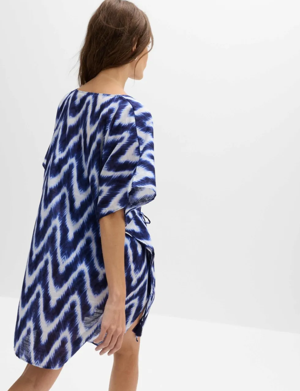 Pure Cotton Printed V-Neck Mini Kaftan Dress