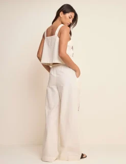 Pure Cotton Printed Wide Leg Trousers