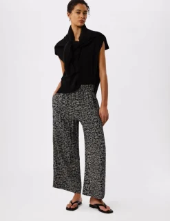 Pure Cotton Printed Wide Leg Trousers