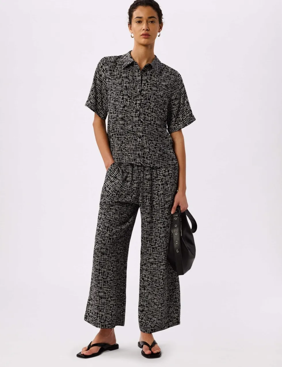 Pure Cotton Printed Wide Leg Trousers