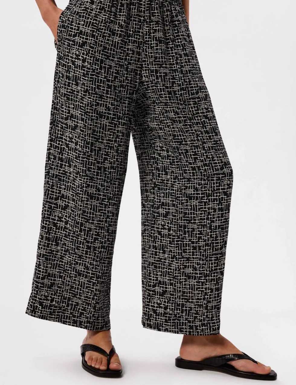 Pure Cotton Printed Wide Leg Trousers