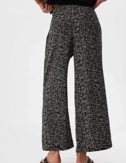 Pure Cotton Printed Wide Leg Trousers