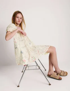 Pure Cotton Puff Sleeve Floral Mini Dress (6-16 Yrs)