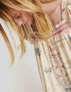 Pure Cotton Puff Sleeve Floral Mini Dress (6-16 Yrs)