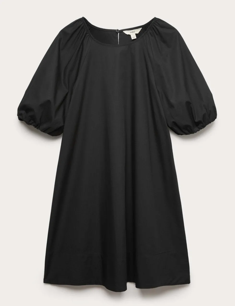 Pure Cotton Puff Sleeve Mini Smock Dress