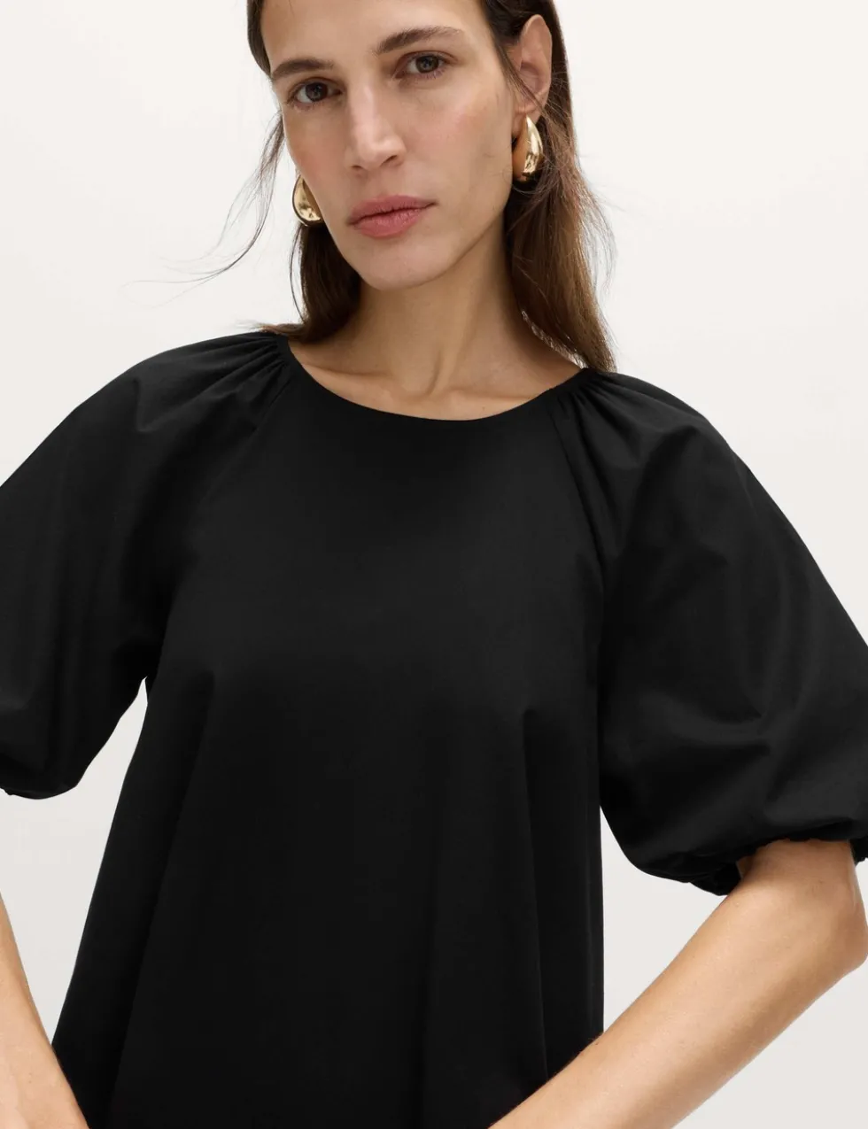 Pure Cotton Puff Sleeve Mini Smock Dress