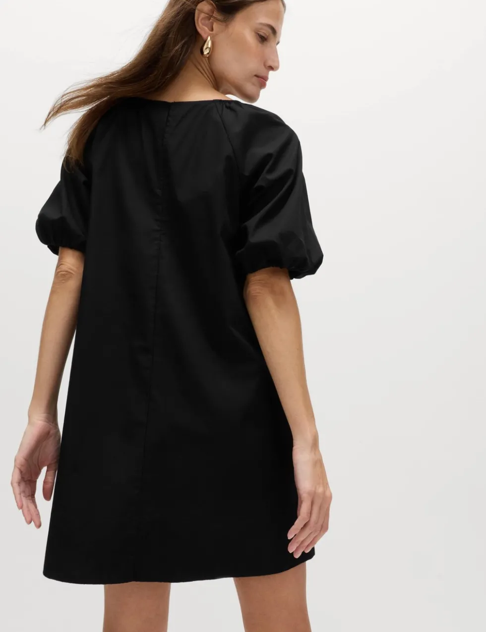 Pure Cotton Puff Sleeve Mini Smock Dress