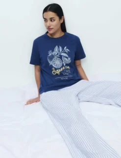 Pure Cotton Pyjama Set With Woven Bottoms