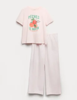 Pure Cotton Pyjama Set With Woven Bottoms