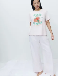 Pure Cotton Pyjama Set With Woven Bottoms