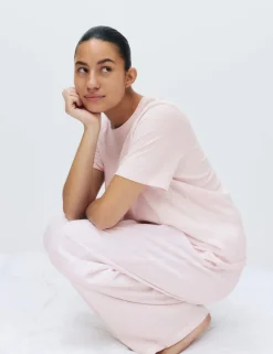 Pure Cotton Pyjama Set With Woven Bottoms