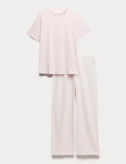 Pure Cotton Pyjama Set With Woven Bottoms