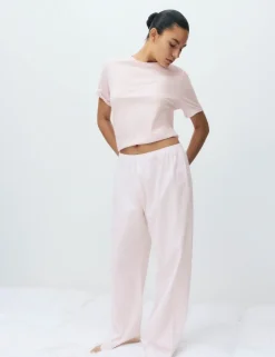 Pure Cotton Pyjama Set With Woven Bottoms