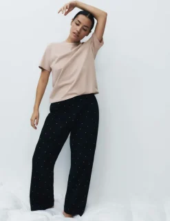 Pure Cotton Pyjama Set With Woven Bottoms