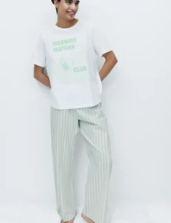 Pure Cotton Pyjama Set With Woven Bottoms