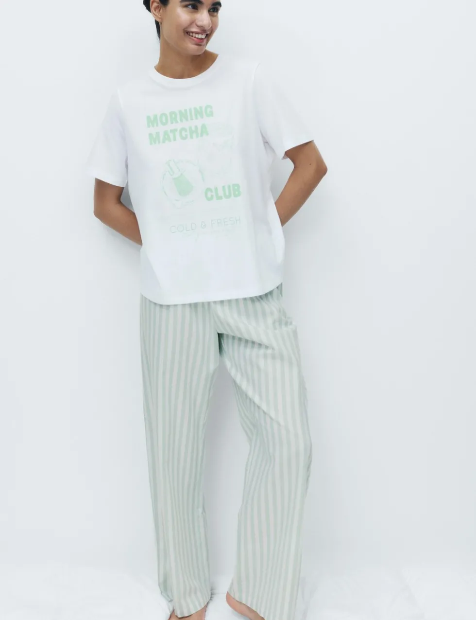 Pure Cotton Pyjama Set With Woven Bottoms