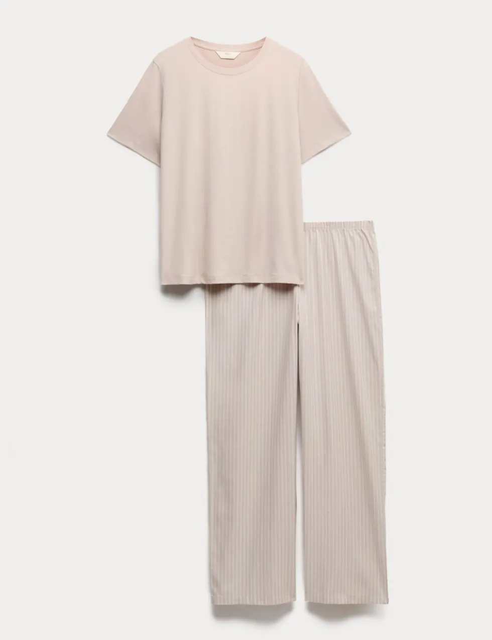 Pure Cotton Pyjama Set With Woven Bottoms