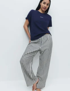 Pure Cotton Pyjama Set With Woven Bottoms