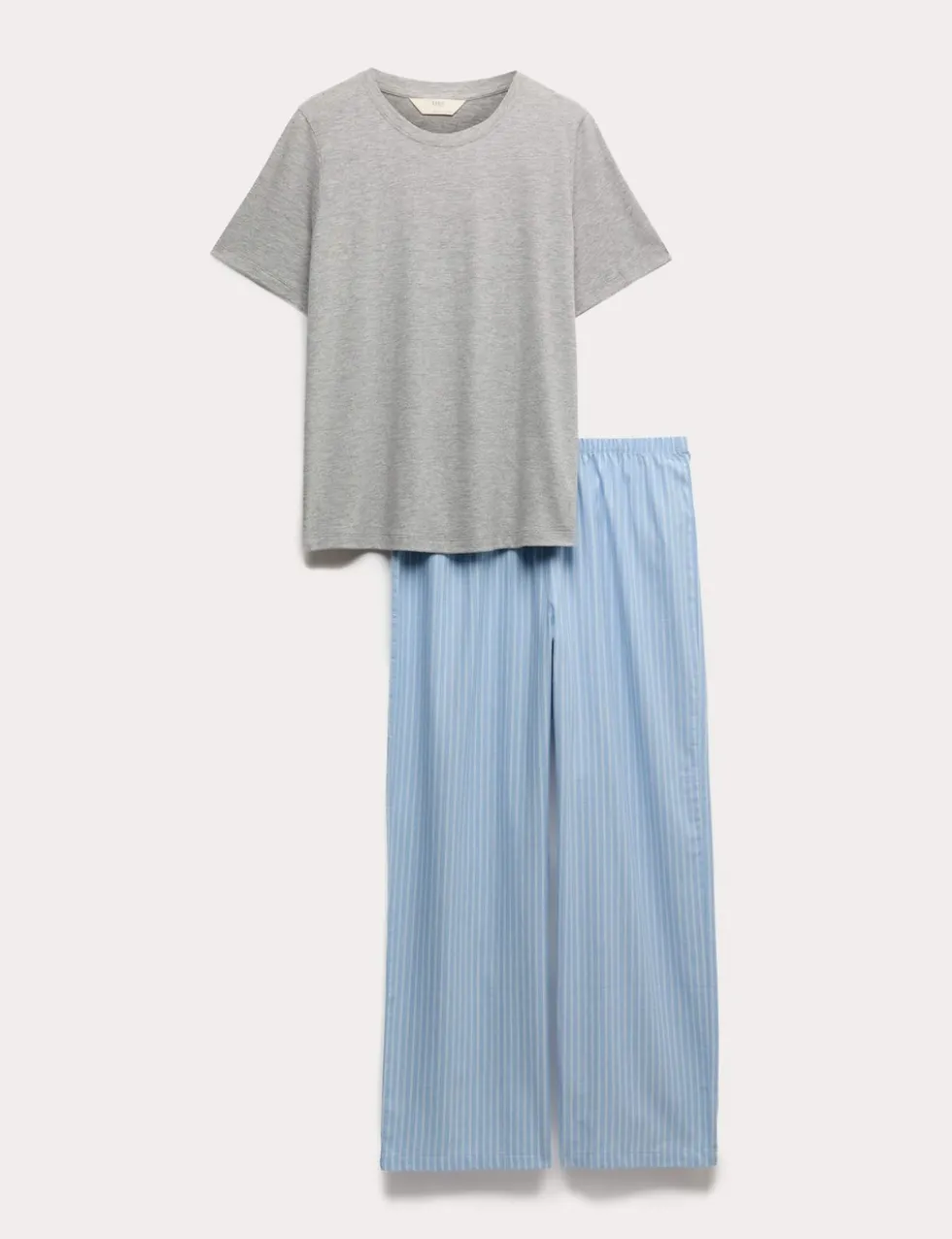 Pure Cotton Pyjama Set With Woven Bottoms