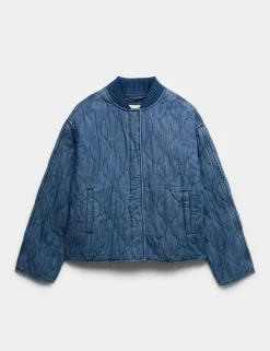 Pure Cotton Quilted Waisted Jacket