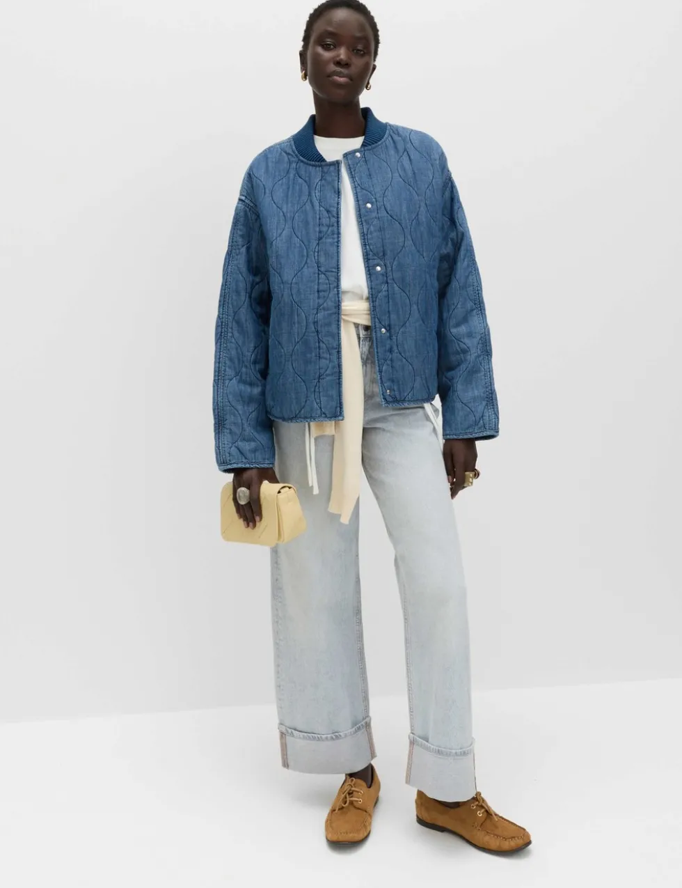 Pure Cotton Quilted Waisted Jacket