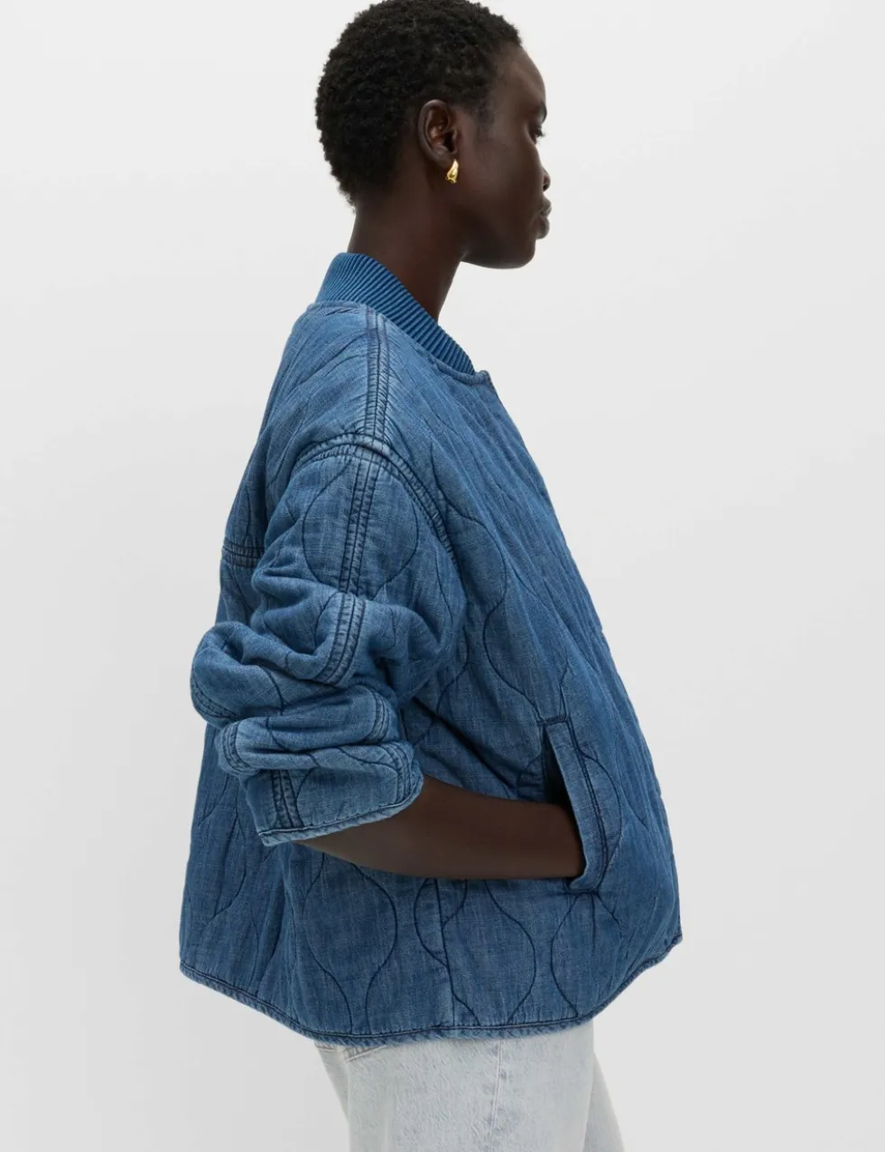 Pure Cotton Quilted Waisted Jacket