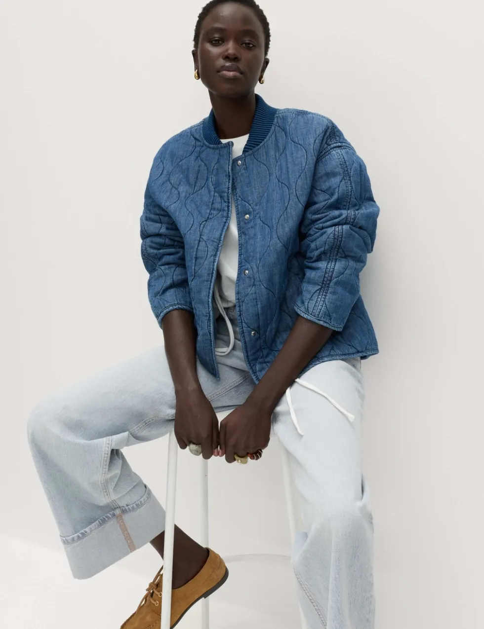Pure Cotton Quilted Waisted Jacket