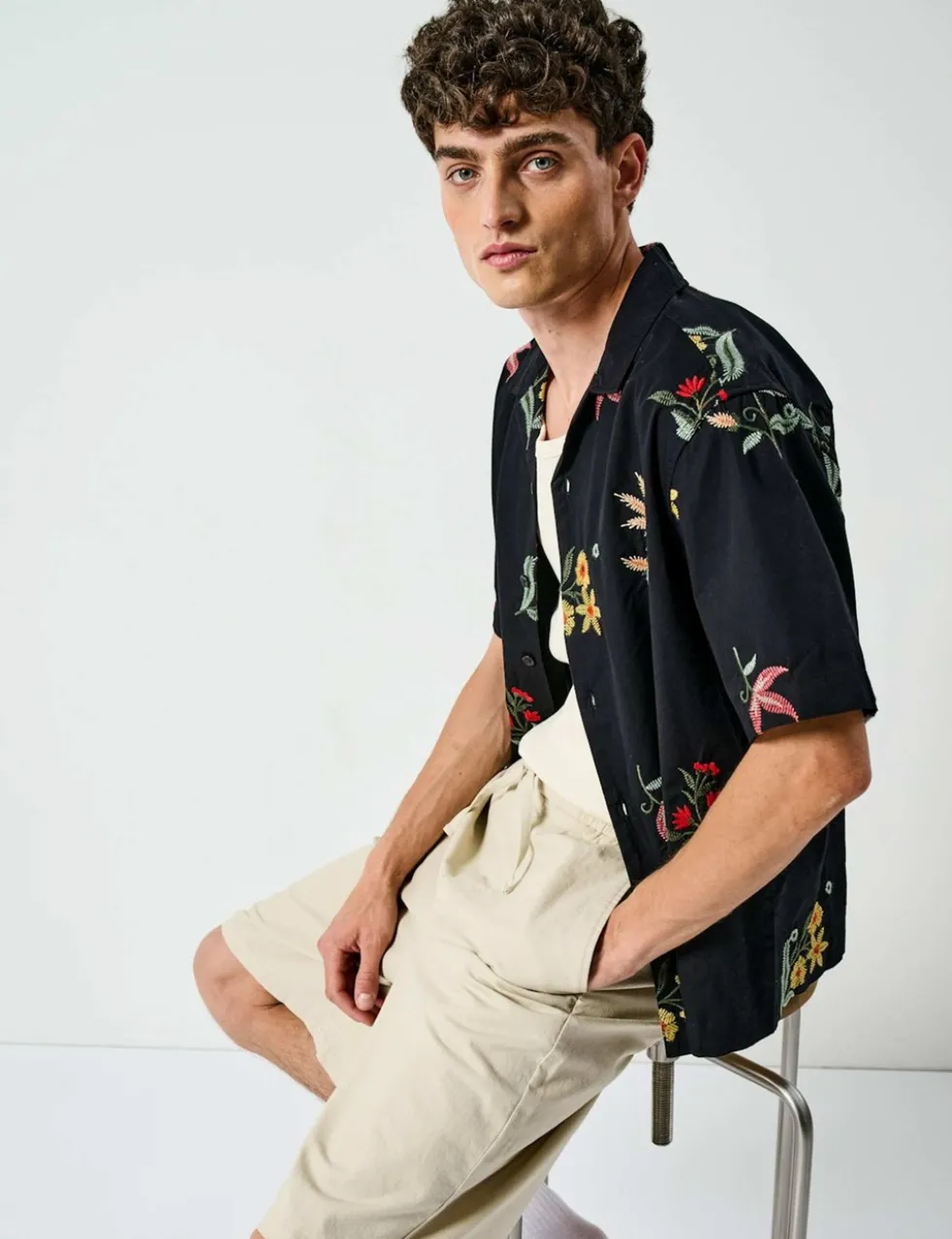 Pure Cotton Relaxed Fit Embroidered Shirt