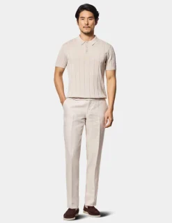 Pure Cotton Rib Knitted Polo Shirt