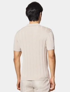 Pure Cotton Rib Knitted Polo Shirt