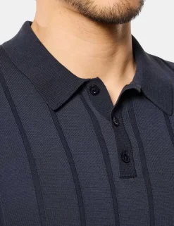 Pure Cotton Rib Knitted Polo Shirt
