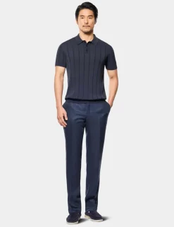 Pure Cotton Rib Knitted Polo Shirt