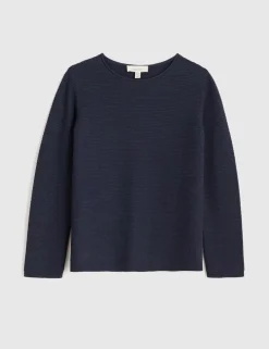 Pure Cotton Ribbed Crew Neck Relaxed Jumper